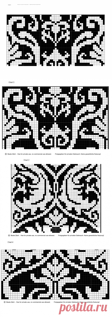 Жаккардовые схемы в стиле "барокко" от Beate Zäch (Баден-Вюртемберг, Германия)