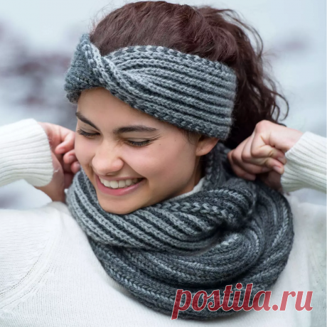 Шарф-петля и повязка на голову.
Размер:
Шарф: ширина пр. 20 см, длина пр. 120 см.
Повязка: ширина пр. 10 см, длина пр. 50 см. Заказать перевод