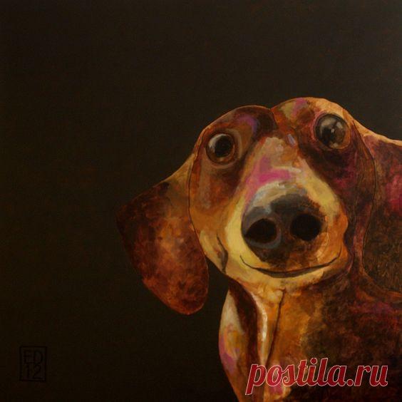 (278) I love Ed van der Hoek's art. His dog art is funny, cute, and touching. | Pups in paint