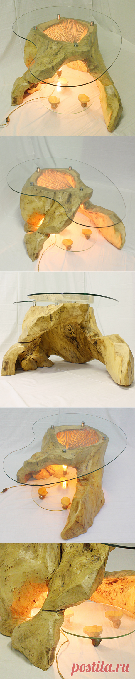 Купить журнальный столик из пня с подсветкой от бренда WOOD&GLASS | Mellroot