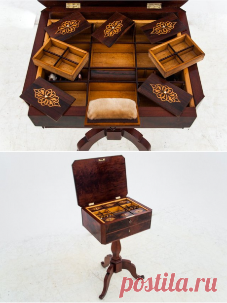 Antique Walnut Thread Table, Western Europe, 1890s for sale at Pamono