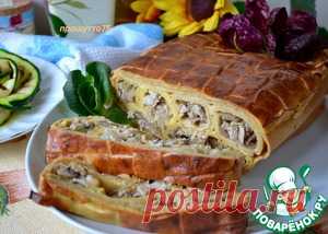 Блинный пирог с курицей и грибами - кулинарный рецепт