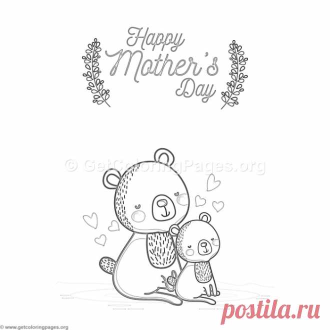 Cute Cartoon Bears Happy Mother’s Day Card Coloring Pages &#8211; GetColoringPages.org