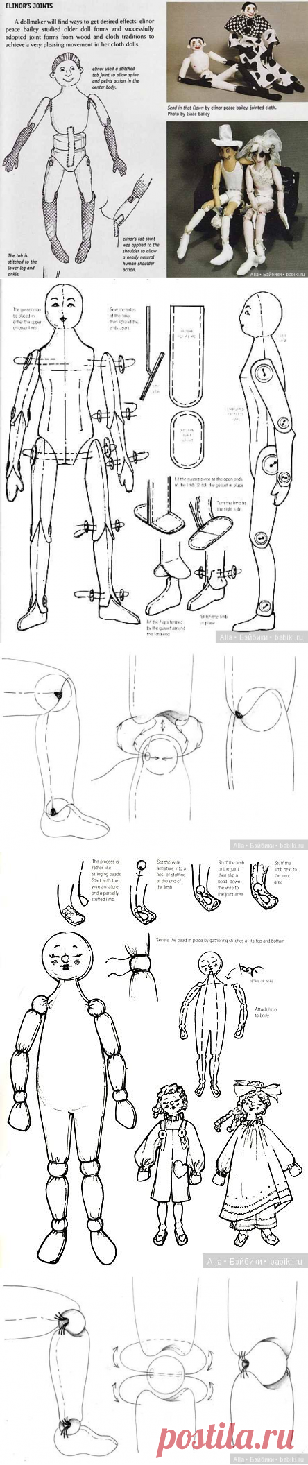 Различные соединения рук и ног куклы. Схемы / Мастер классы. Изготовление авторских кукол / Бэйбики. Куклы фото. Одежда для кукол