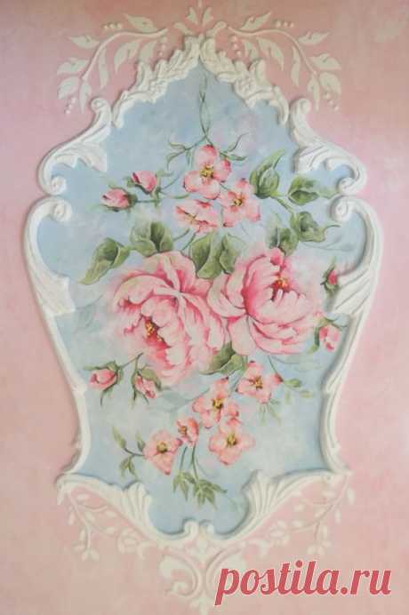 Shabby French Roses Rococo Painting