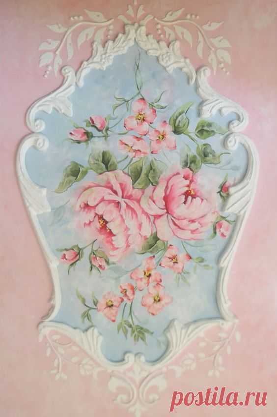 Shabby French Roses Rococo Painting