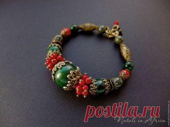 Гранатовый браслет - натуральный гранат, медная фурнитура – купить в интернет-магазине на Ярмарке Мастеров с доставкой - 38UPVRU | Боровичи