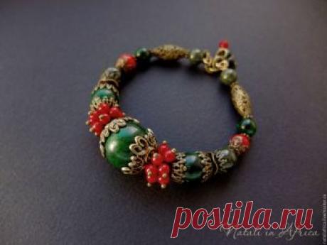 Гранатовый браслет - натуральный гранат, медная фурнитура – купить в интернет-магазине на Ярмарке Мастеров с доставкой - 38UPVRU | Боровичи