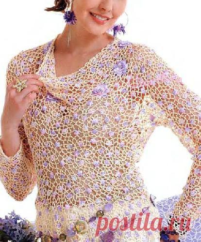 Блузка - Описание вязания, схемы вязания крючком и спицами | Узорчик.ру