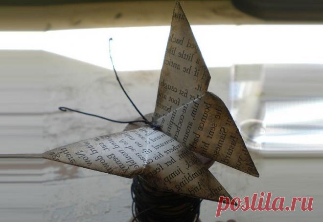 Оригами: винтажные бабочки из бумаги своими руками. Мы будем делать винатжную бабочку оригами из книжной страницы (также можно использовать плотную газету или журнал). Винтажный стиль никогда не выйдет из моды!