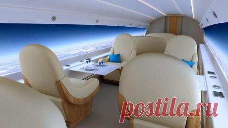 Внешние камеры и гигантские дисплеи вместо окон в частном самолёте.