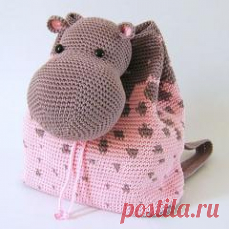 Hippo Backpack crochet pattern - Allcrochetpatterns.net