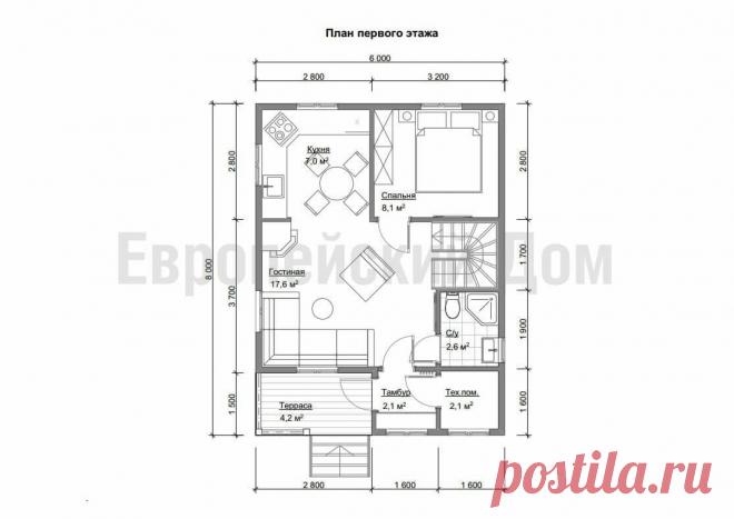 Комфортный дом 6х8 м с 3 спальнями, показываю планировку | Проекты Домов. Строительство. | Дзен