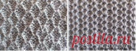 Вязание спицами - узоры спицами "Мушка" и "Вертикальные соты"