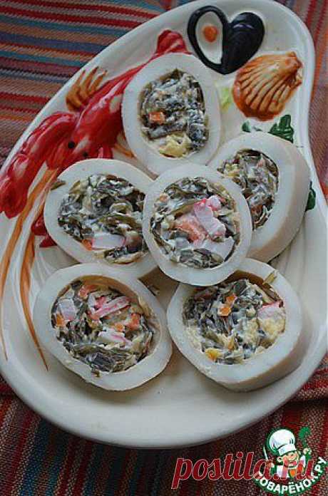 Кальмары, фаршированные морской капустой - кулинарный рецепт