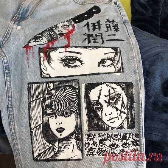 Рисунки на джинсах Модная одежда и дизайн интерьера своими руками