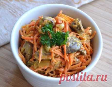 Салат из куриной печени с морковью по-корейски