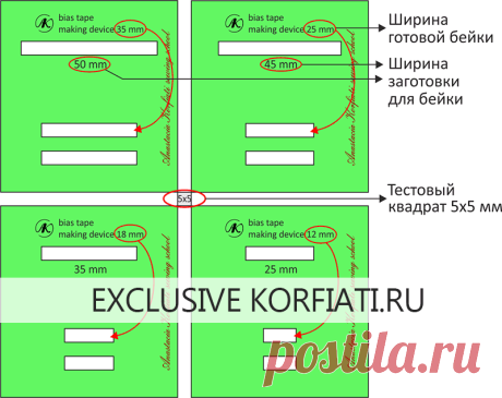 Как сделать приспособление для косой бейки - шаблон от А. Корфиати