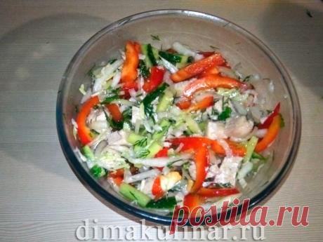Cалат с пекинской капустой и куриной грудкой без майонеза
