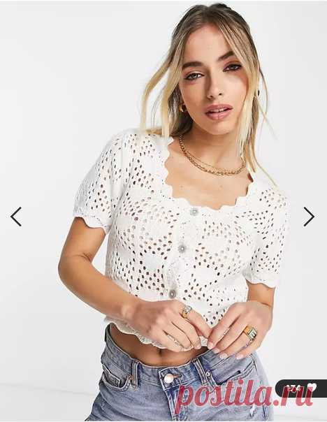 Запись на стене Летний хлопковый кардиган от Monki, схема узора  Узор – сердечки на фоне сетчатого узора. Раппорт – 16 петель и 28 рядов. Если хочется сделать отверстия побольше, двойные накиды в изнаночных рядах вяжем так: изнаночная петля за переднюю стенку первого накида и лицевая петля за заднюю стенку второго накида.  Если нужны отверстия поменьше, петли провязываем изнаночными, сделав из накидов воздушные петли.