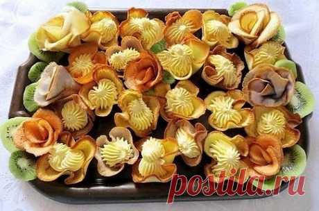 Печенье розочки с кремом..