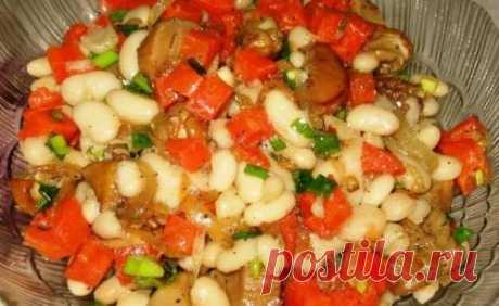 Постный салат с белой фасолью и грибами - рецепт с фото / Простые рецепты