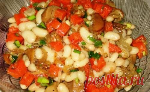 Постный салат с белой фасолью и грибами - рецепт с фото / Простые рецепты