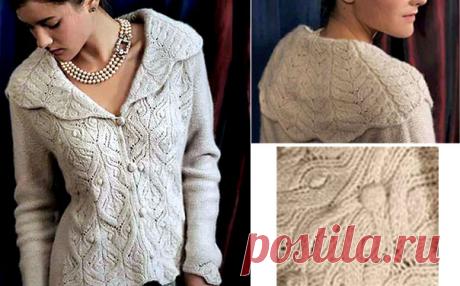 Жакет фантазийным узором Жакет фантазийным узором. Схема вязания спицами и текстовое руководство