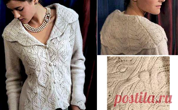 Жакет фантазийным узором Жакет фантазийным узором. Схема вязания спицами и текстовое руководство