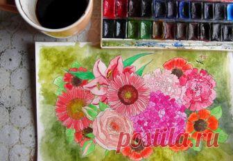 Акварельные цветы. | Хобби Фани. | Яндекс Дзен