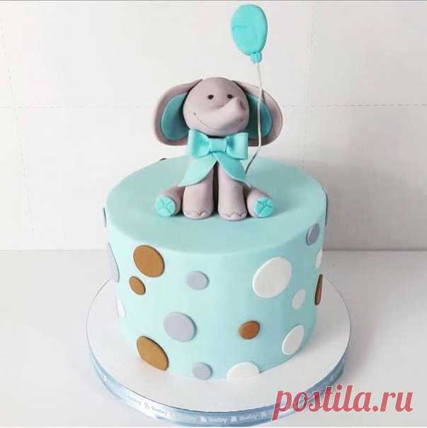 Детский тортик со слоником, на годик мальчика