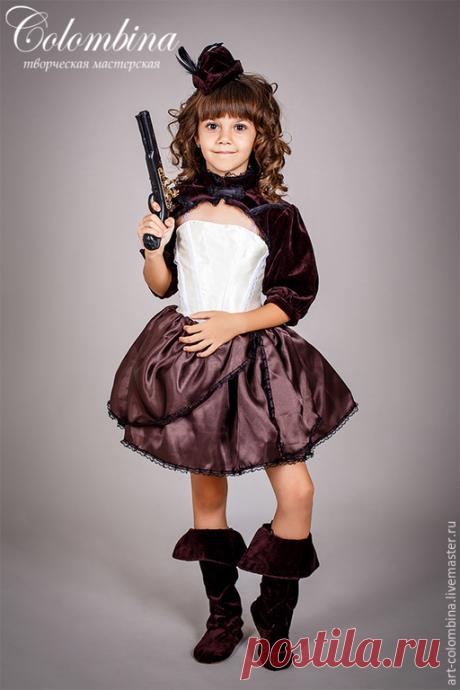 Купить Костюм разбойницы - коричневый, разбойница, костюм разбойницы, атлас, велюр