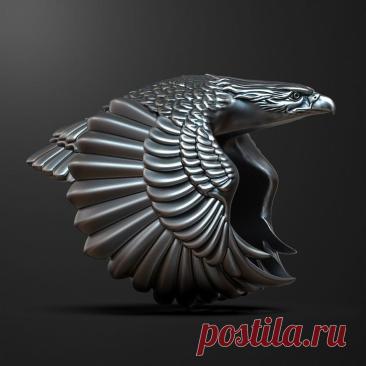 Кольцо. Мужское кольцо. Орёл. Серебро. Чернение. Вид с боку.