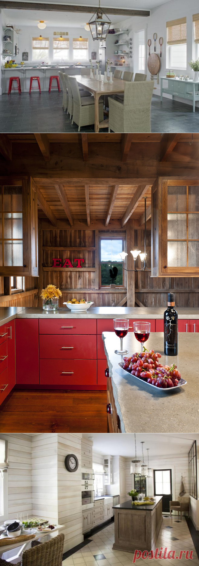 Кухня на даче: особенности дизайна в комнате с деревянными стенами