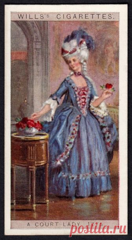 Cigarette Card - A Court Lady, 1775 Wills's Cigarettes "English Period Costumes" (series of 50 issued in 1929) #33 A court lady, 1775