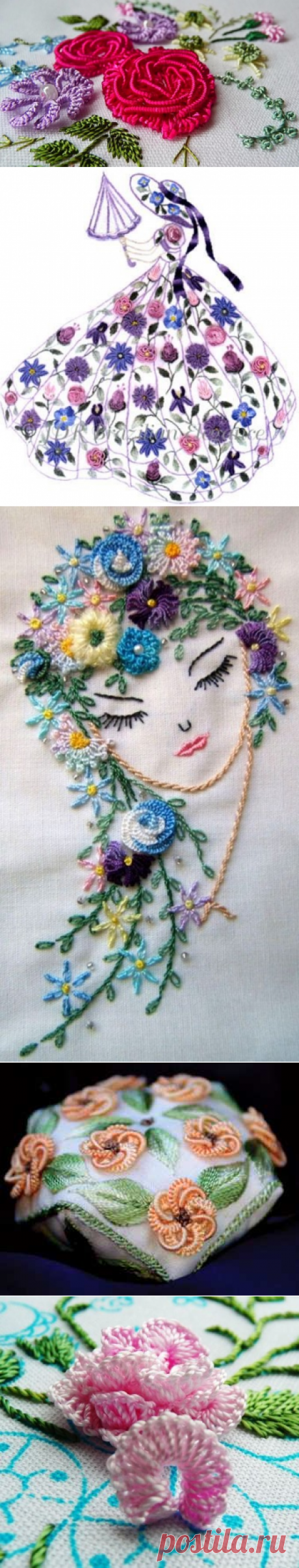 Бразильская техника вышивки (Brazilian Dimensional Embroidery) ☆ швы и стежки, мастер -классы и видео
