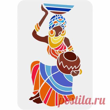 Plantillas de dibujo de silueta de chica africana, plantillas tribales africanas para pintar en la pared del suelo de madera, 11,7x8,3 pulgadas - AliExpress