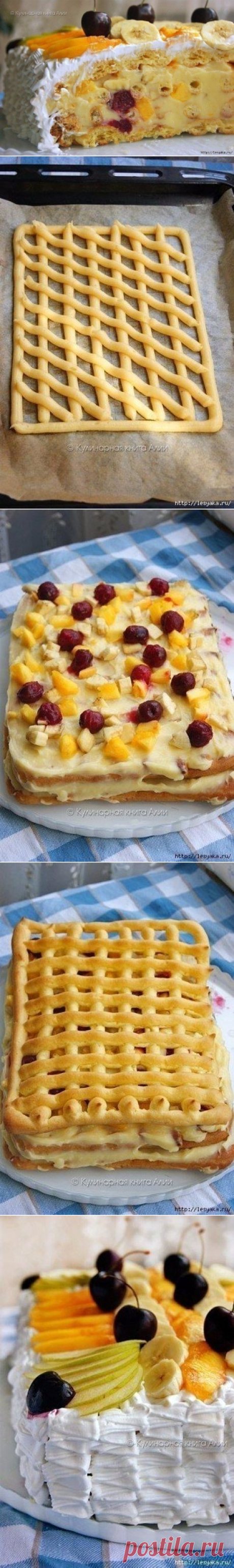 Оригинальный и вкусный торт &quot;Тропиканка&quot;.

Ингредиенты:

Тесто:

Вода — 1 стакан воды
Мука — 1 стакан
Сливочное масло — 100 г
Яйцо — 4 шт.
Соль — щепотка