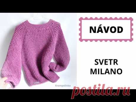 Dámský háčkovaný svetr Milano. Krok za krokem.