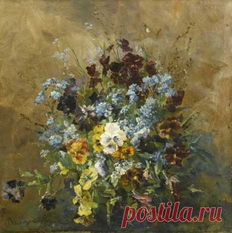 Olga Wisinger-Florian (Austrian, 1844 – 1926): Still life with pansies