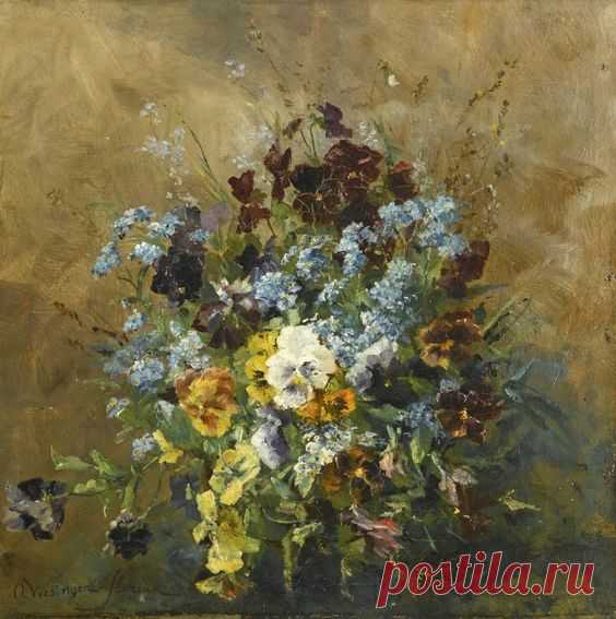 Olga Wisinger-Florian (Austrian, 1844 – 1926): Still life with pansies
