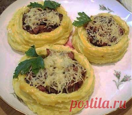 Картофельные корзинки с грибами и ветчиной рецепт с фото - рецепты с фото