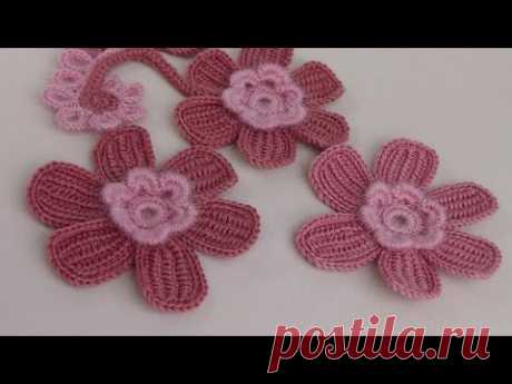 Вязание ЦВЕТКА . Урок вязания крючком. Тунисское вязание.Crochet flower.