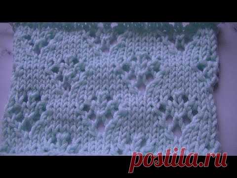 Вяжем ажурный узор спицами.Узор для вязания кофточки, маечки, кардигана...
