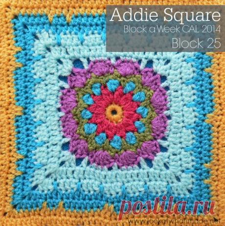 Квадратный мотив Addie Square крючком. Подробный МК. / Look At What I Made