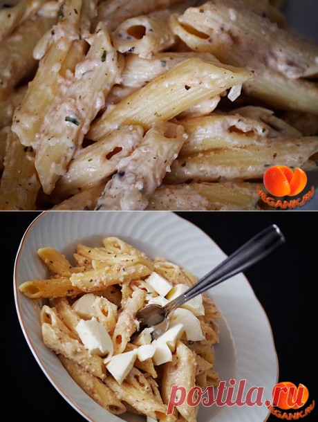 Макароны со сливочно-грибным соусом