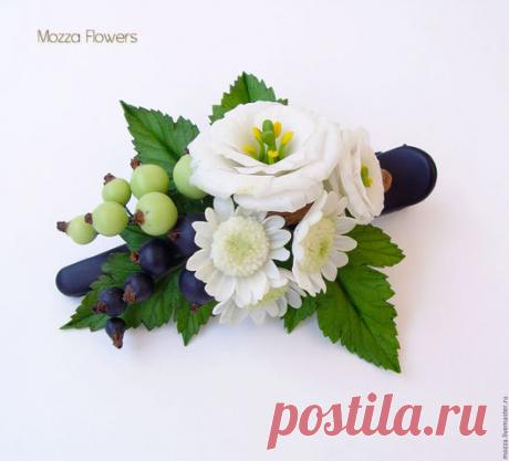 Купить Новинка. Заколка "Дача стайл" из полимерной глины. - комбинированный, заколка, зажим для волос