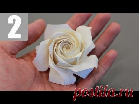 Part2/3 : Naomiki Sato Origami Rose (Pentagon Rose) Instruction 佐藤直幹 摺紙玫瑰教學 - YouTube