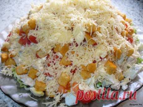 САЛАТ С КУРИЦЕЙ, СЫРОМ И СУХАРИКАМИ / Удивительная еда!