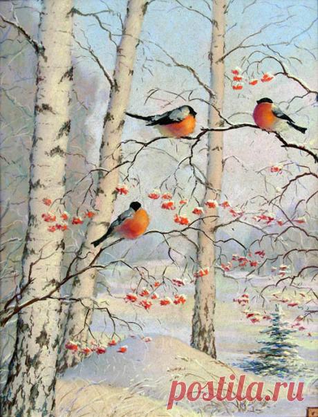 Схема вышивки «снегири» - Вышивка крестом